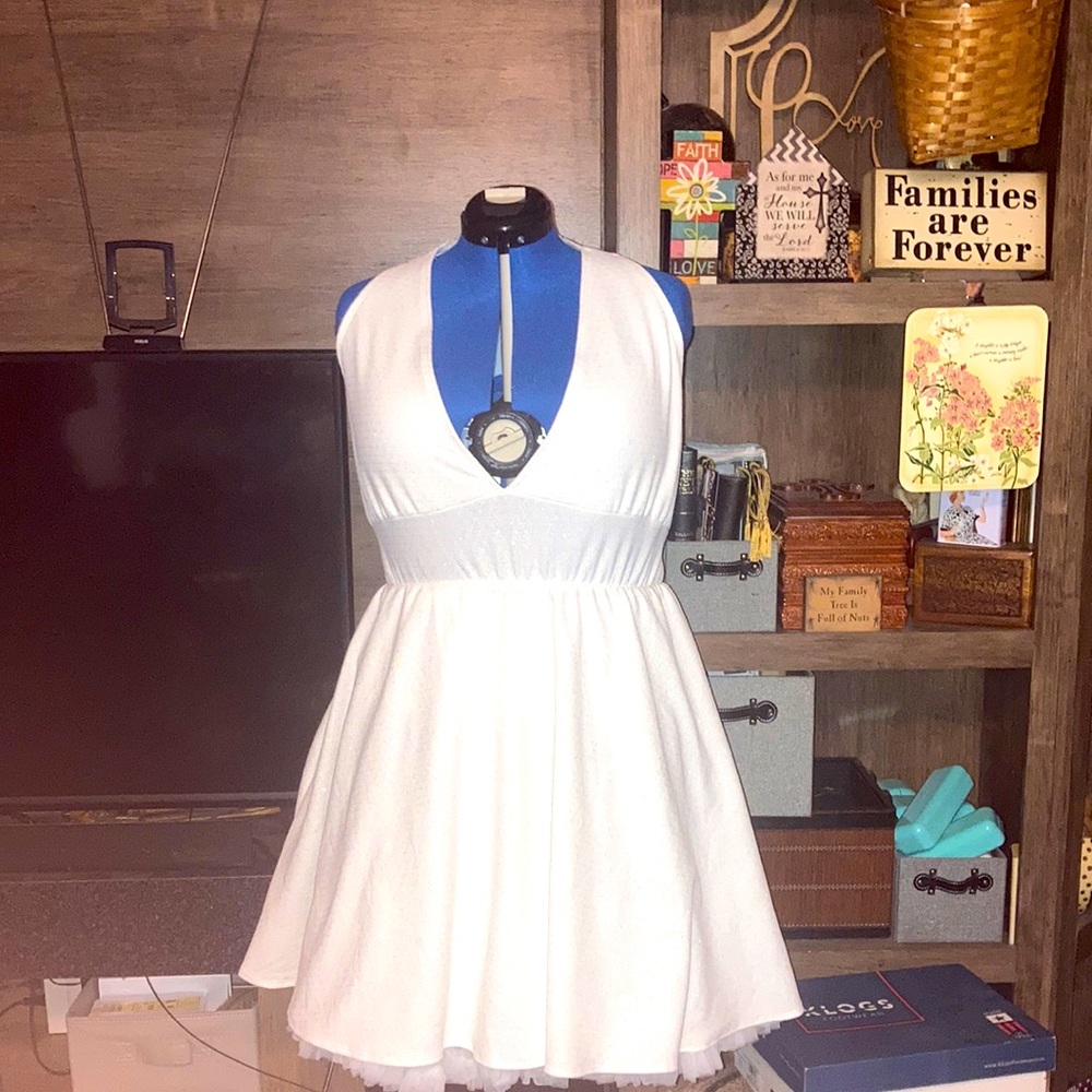 NWT SANCTUARIE WHITE GLITTER MARILYN MONROE DRESS